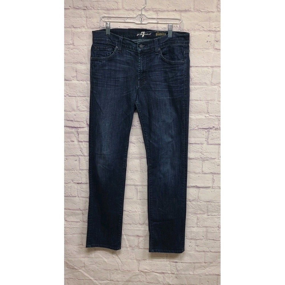 7 For All Mankind Slimmy Dark Wash Slim Straight Jeans Size 31 Indigo
